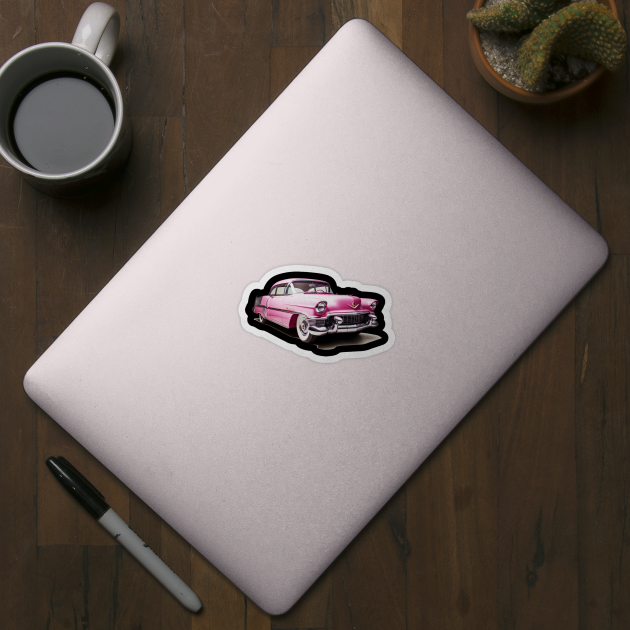 Vintage Pink Cadillac Classic Car in Pristine Condition by AIHRGDesign